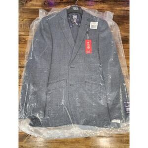 Savile Row Sport Coat Blazer Men's Size 38R Navy Shoreditch Plaid Knit 50002